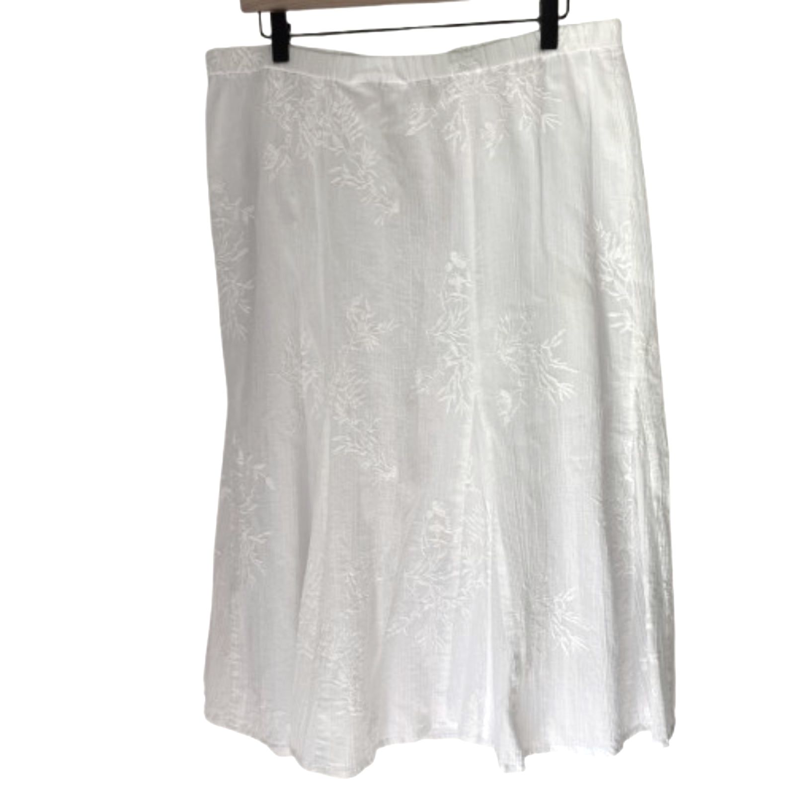 Jm Collection Midi Skirt White Embroidered Lined Boho Prairie Cottage Core 16